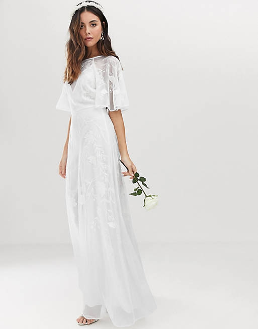 ASOS EDITION Mia embroidered flutter sleeve wedding dress