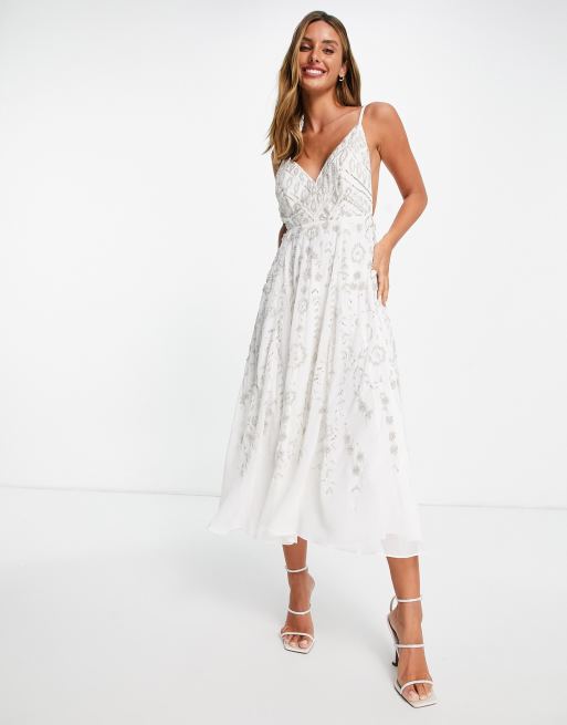ASOS EDITION - Midi cami-jurk met siersteentjes in vintage-look