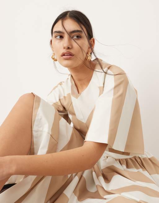 ASOS EDITION - Midikjole med sænket talje og lommer i brede striber, 2 af 4