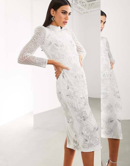 ASOS EDITION – Midikleid mit Perlenstickerei, 2 von 4