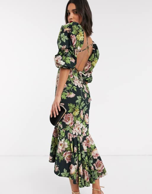 Asos Edition Milchmadchen Kleid Mit Puffarmeln Und Romantischem Blumenprint 