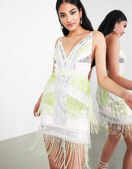 ASOS Edition Paillette Fringe Cami Shift Mini Dress