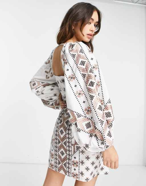 White embroidered dress outlet asos