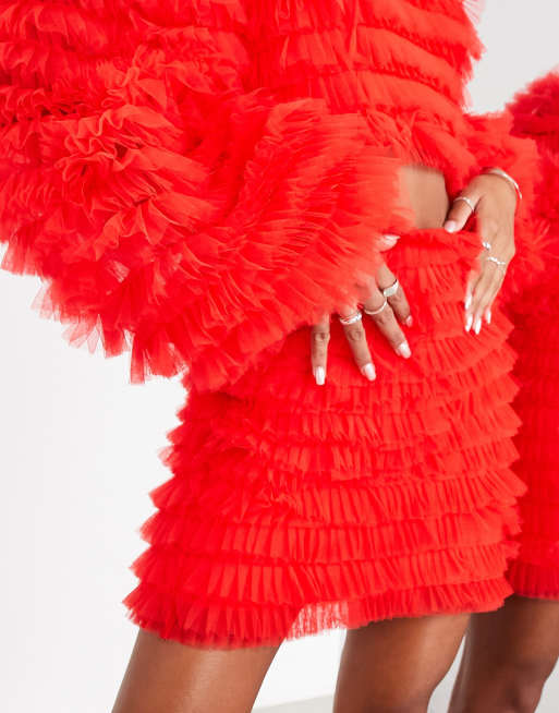 ASOS EDITION Mini jupe en tulle Rouge vif