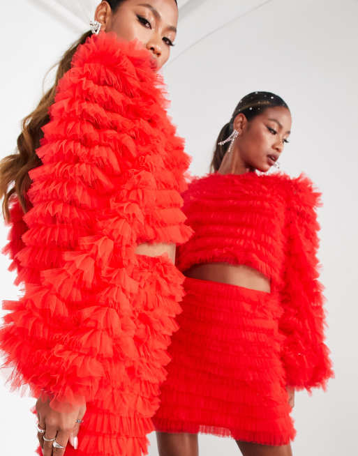 ASOS EDITION Mini jupe en tulle Rouge vif