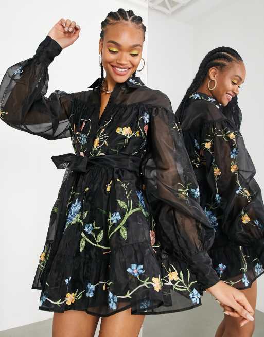 Black organza hot sale shirt dress