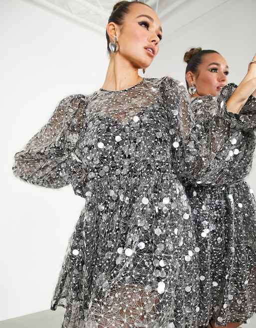 Black sequin shop dress asos