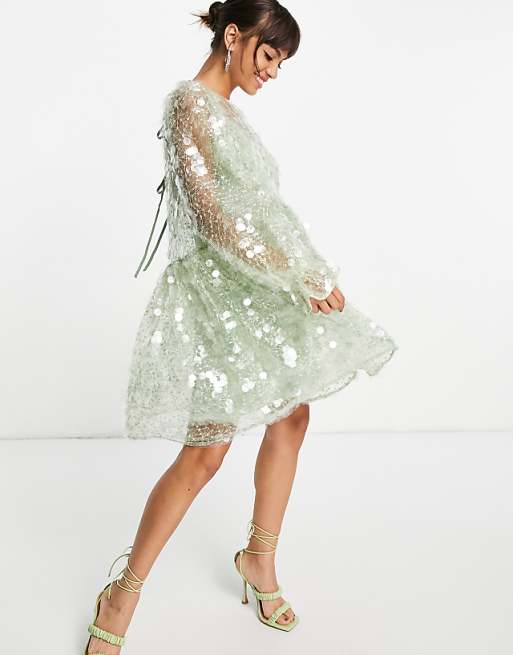 asos sequin dress green - Plunge Maxi - Women - Polyester/Spandex - 10 US making it an ideal choice for formal events and special occasions ASOS one-shoulder Green Sequin Dress,