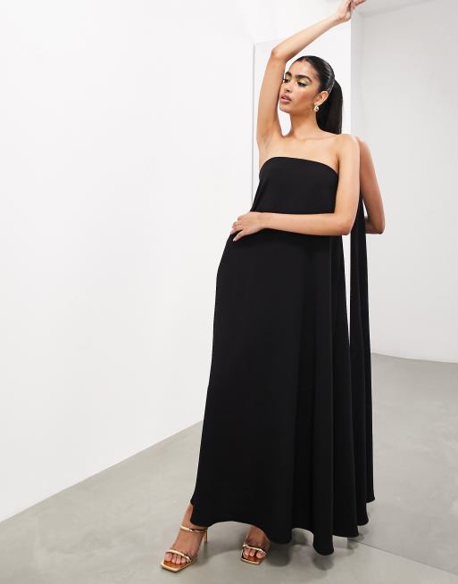 ASOS EDITION - Minimalistisk bandeau-maxikjole i sort