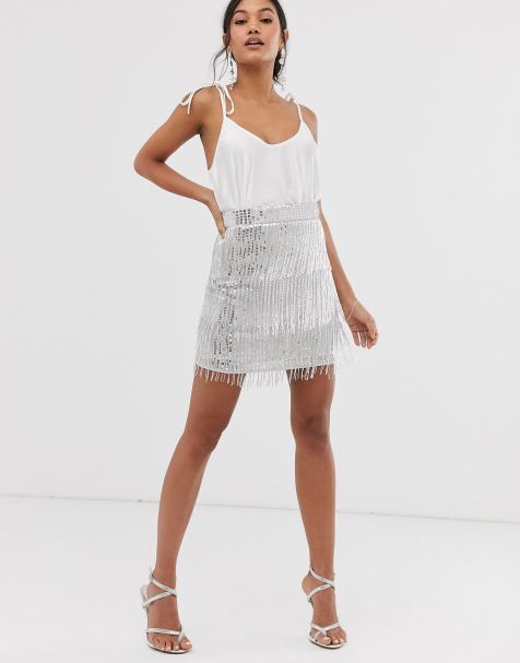ASOS EDITION – Minirock mit Paillettenfransen