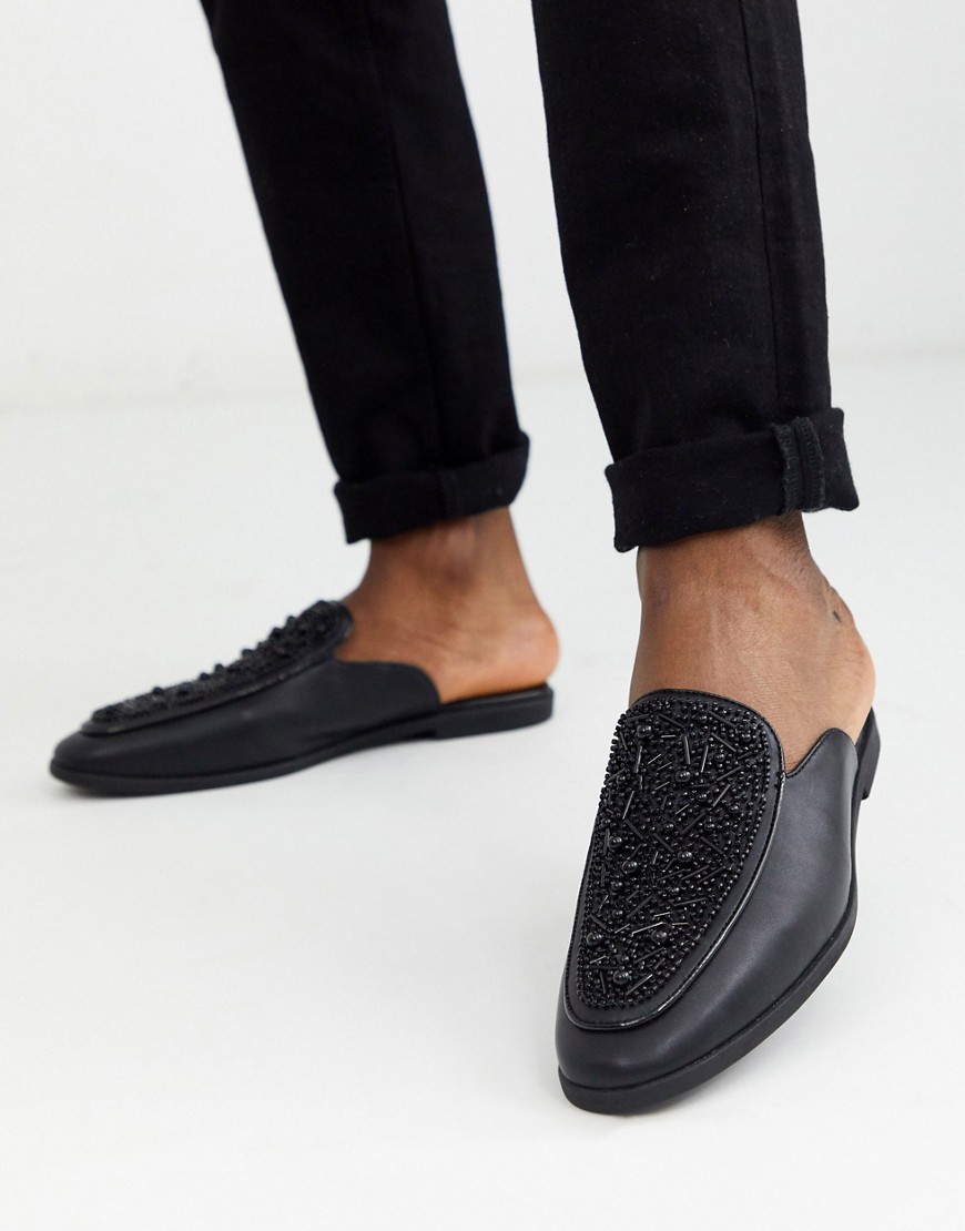 ASOS EDITION mule with embellished detail-Black