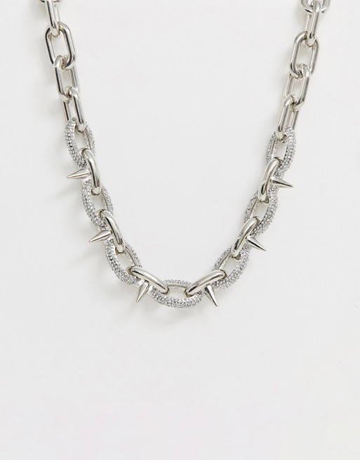 ASOS EDITION neckchain with spike detail and crystal design