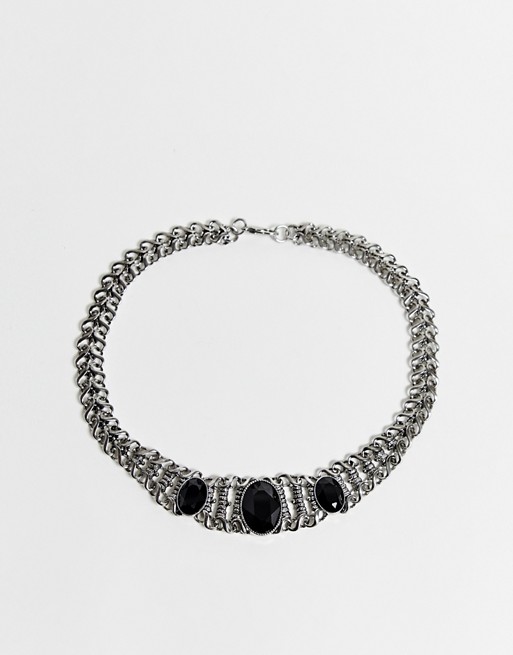 ASOS EDITION necklace with Swarovski stones in burnished silver