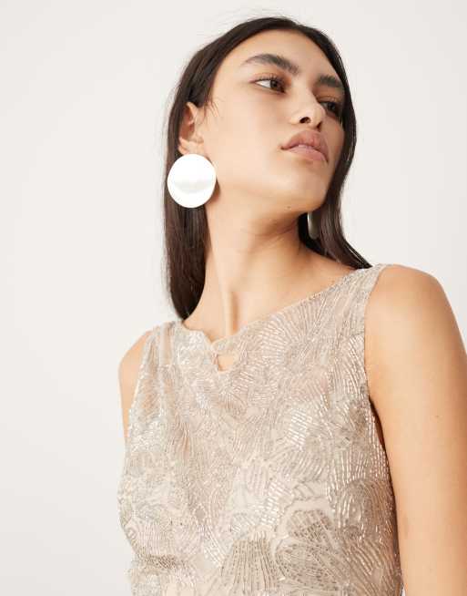 asos edition floral embellished maxi dress with cut out back ASOS EDITION garden floral embroidered maxi dress with open back