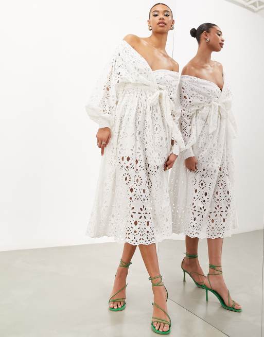 White broderie dress outlet asos