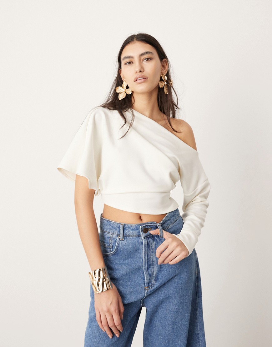 ASOS EDITION off shoulder drape top in white