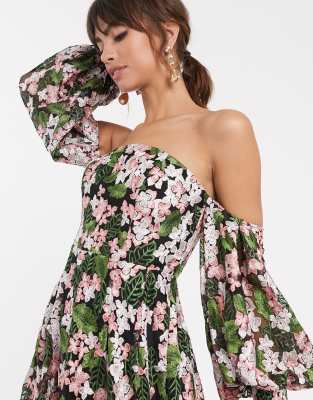 asos pink off the shoulder dress