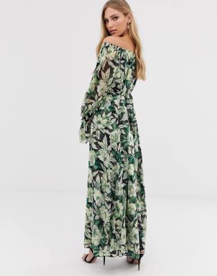 ASOS EDITION off shoulder printed trapeze maxi dress | ASOS