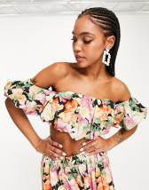 ASOS EDITION puff sleeve cotton crop top in buttermilk | ASOS