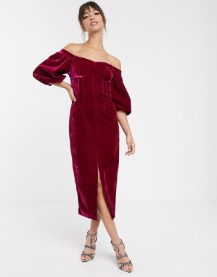 off shoulder velvet