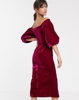 asos red velvet dress