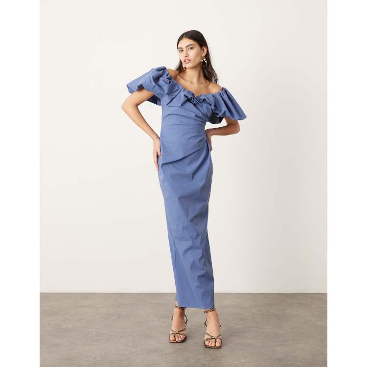 新品　MEDI OFF SHOULDER PUFF SLEEVE DRESS MEDI OFF SHOULDER PUFF SLEEVE DRESS