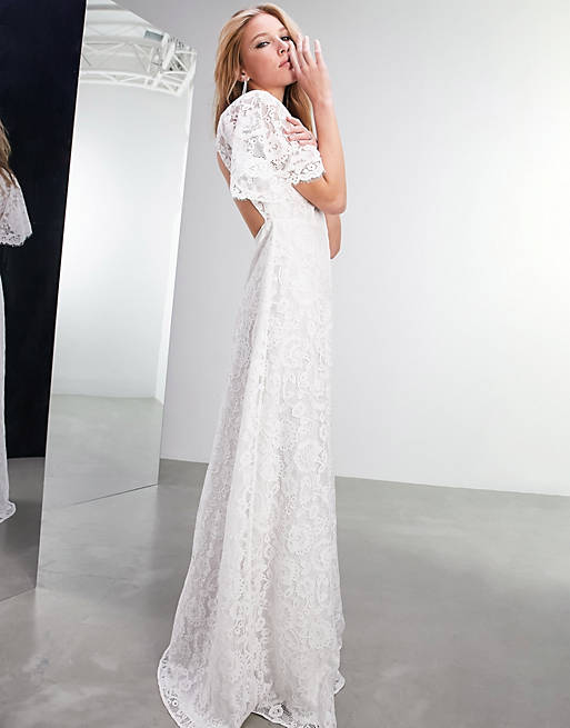  Olivia lace flutter sleeve wedding dress 