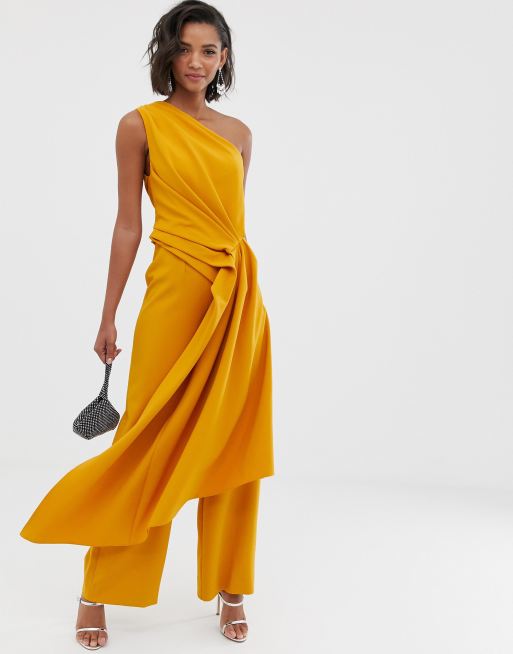 ASOS EDITION one shoulder drape side jumpsuit | ASOS