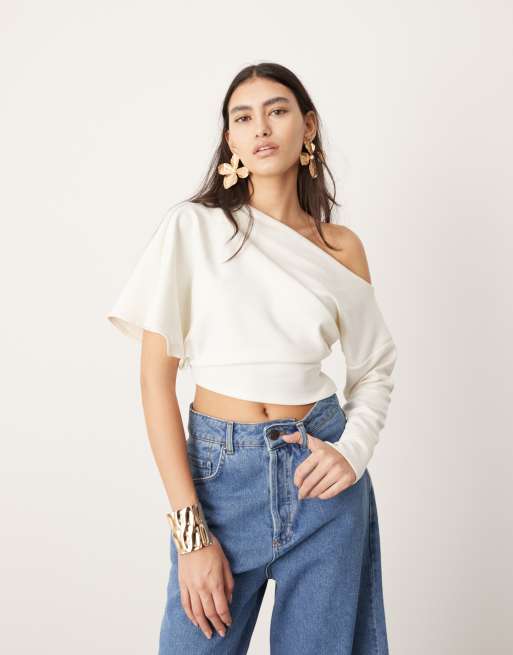 ASOS EDITION one shoulder drape top in white | ASOS