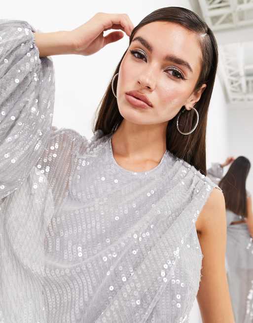 Asos silver hot sale sequin top