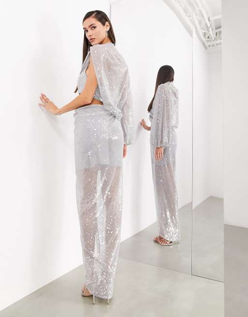 Silver sequin hot sale dress asos