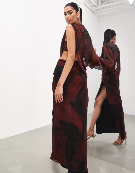 Asos edition asymmetric shop drape dress in velvet