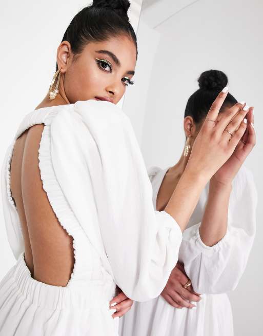 off the shoulder flowy white dress Off White One Shoulder Dress