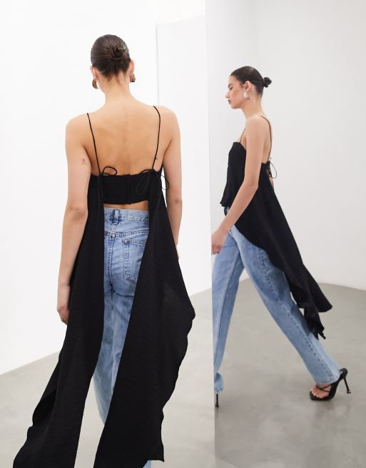 ASOS EDITION open back minimal top in black, 2 of 4