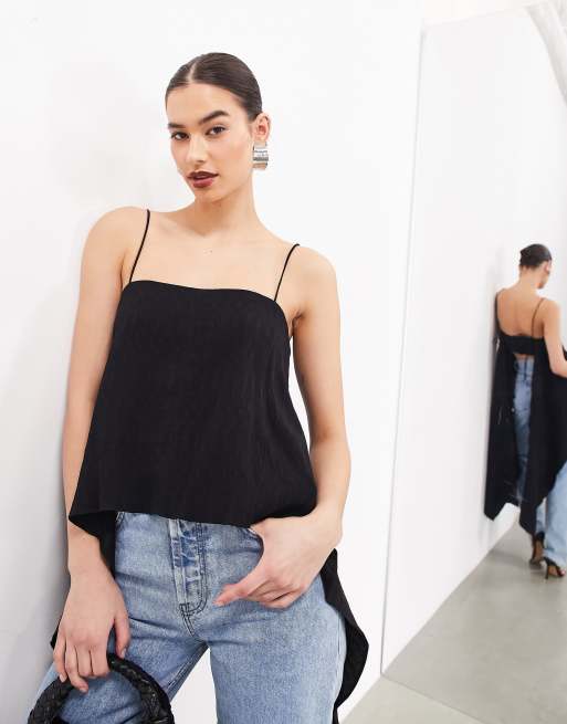 ASOS EDITION open back minimal top in black, 3 of 4