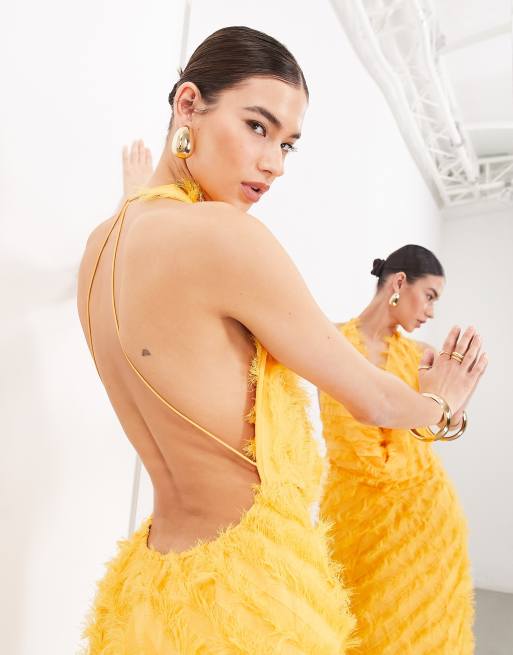 ASOS EDITION - Orange statement-maxikjole med vandfaldsudskæring, 2 af 4