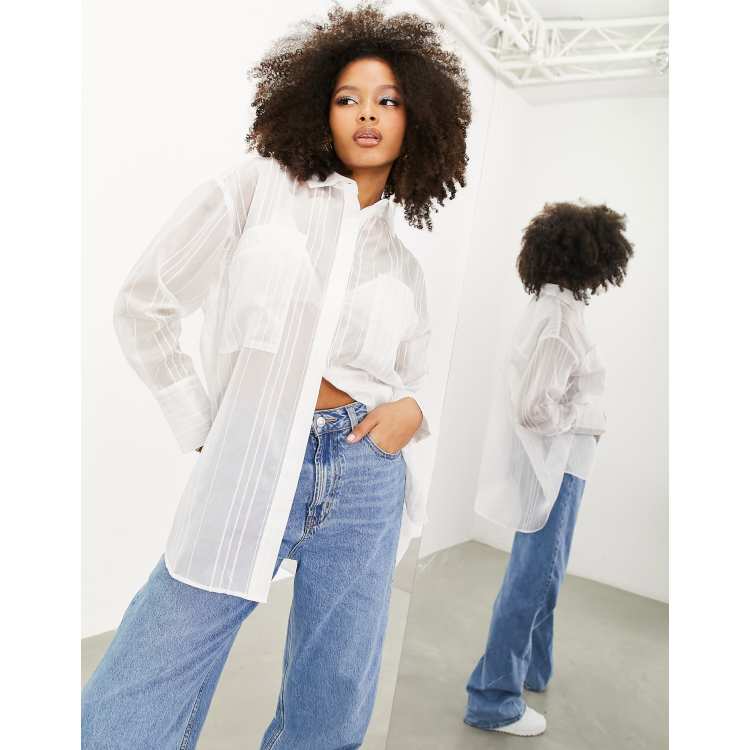 ASOS EDITION organza sheer oversized long sleeve shirt in