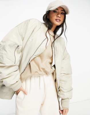 ASOS EDITION - Oversize-Bomberjacke in Pilzbeige-Neutral