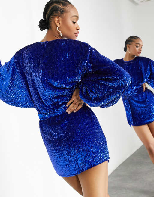 Asos blue cheap sequin dress