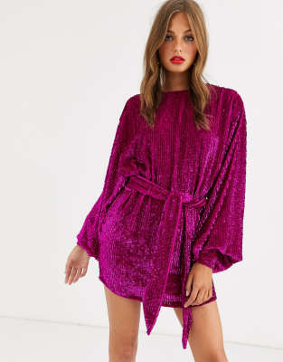 pink sequin dress asos