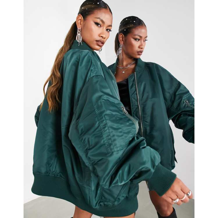 ASOS Edition oversized bomber jacket in green