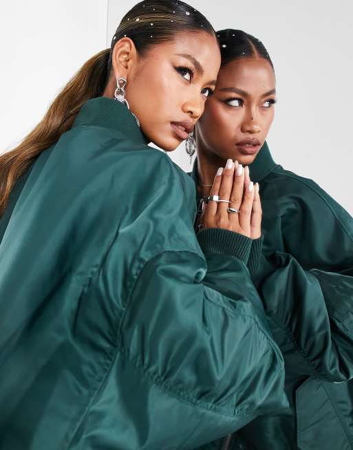 ASOS Edition oversized bomber jacket in green