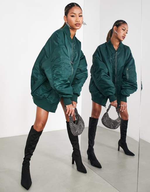 ASOS Edition oversized bomber jacket in green