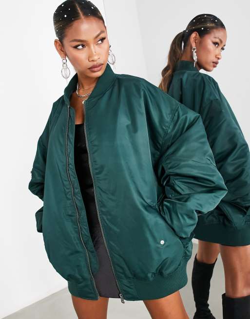 ASOS Edition oversized bomber jacket in green