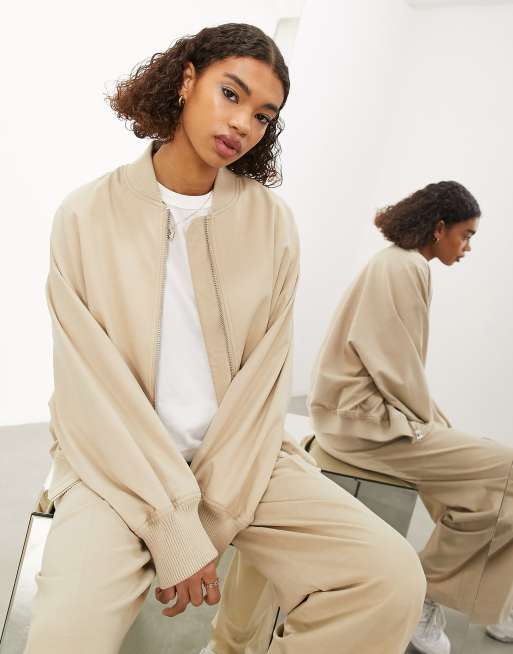 ASOS EDITION oversized bomber jacket & wide leg pleat front pants