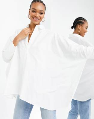 Asos Design Oversized Cotton Shirt In White