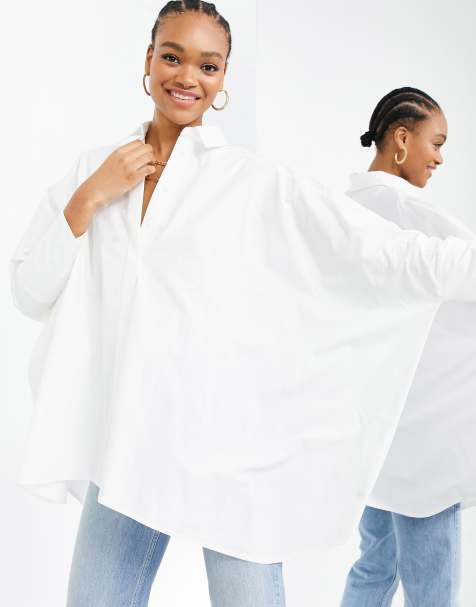 ASOS EDITION oversized cotton shirt in white - view 1