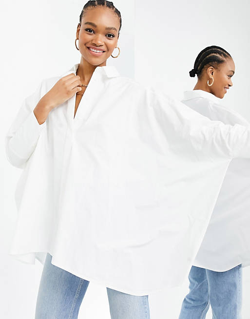 Tops Shirts & Blouses/oversized cotton shirt in white 
