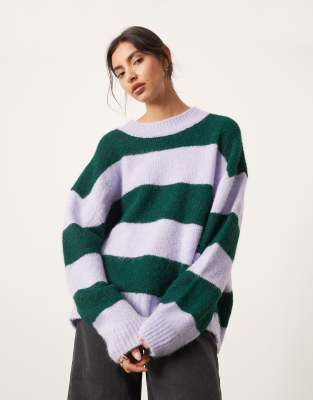 ASOS EDITION oversized crew neck knit striped jumper in
