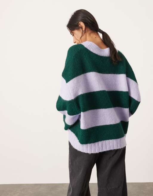 ASOS EDITION oversized crew neck knit striped sweater in